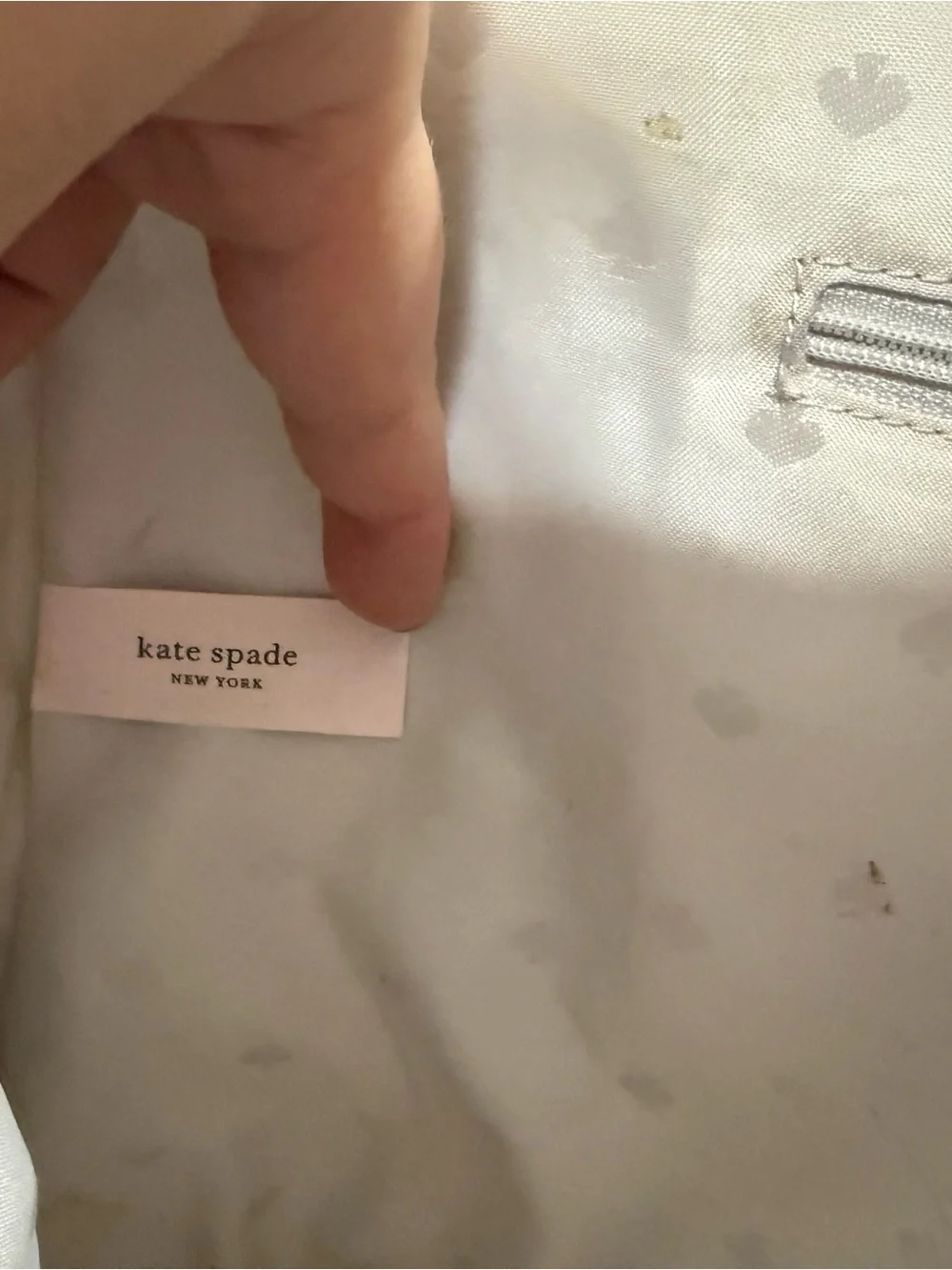 kate spade Light Gray Leather Tote with Front Zip Pocket